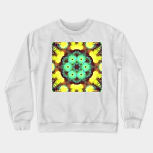 Psychedelic Hippie Flower Green and Yellow Crewneck Sweatshirt